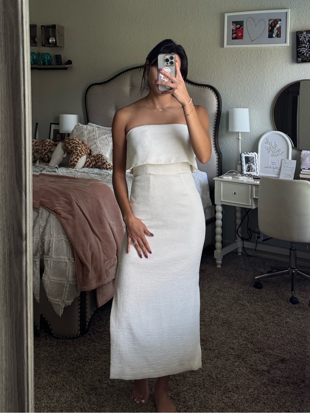C/MEO Collective Cream Strapless Midi Dress